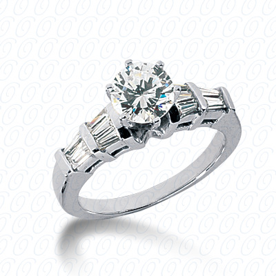 14 Karat White Gold  Cut Diamond Unique Engagement Ring 