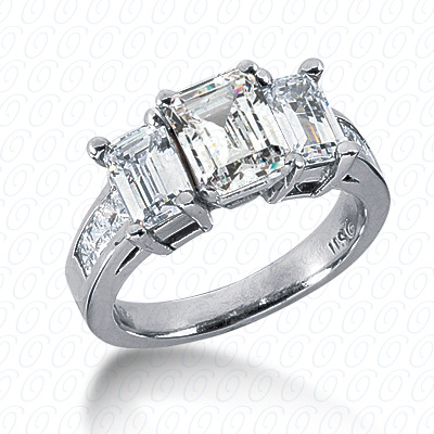 14 Karat White Gold  Cut Diamond Unique Engagement Ring 