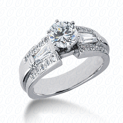 14 Karat White Gold  Cut Diamond Unique Engagement Ring 