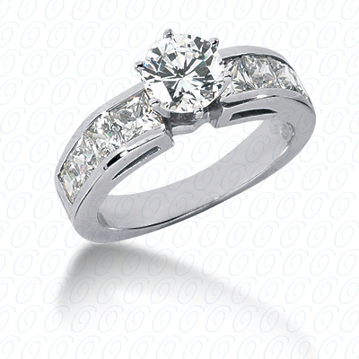 14 Karat White Gold  Cut Diamond Unique Engagement Ring 