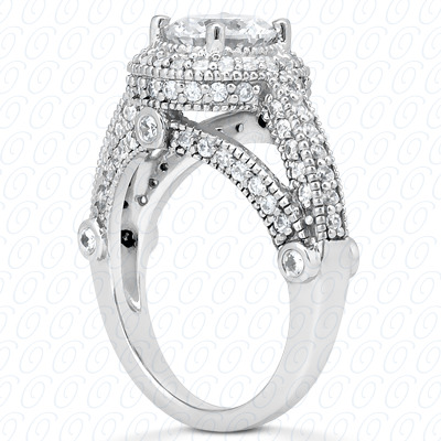 14 Karat White Gold  Cut Diamond Unique Engagement Ring 