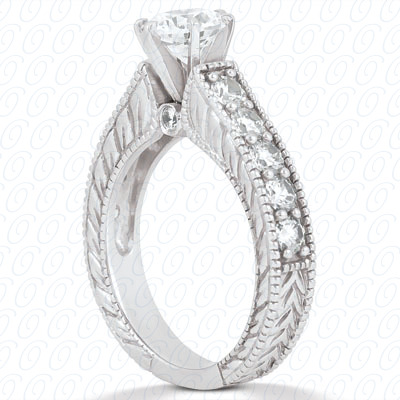 14 Karat White Gold  Cut Diamond Unique Engagement Ring 