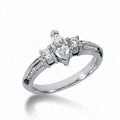 14KP Combination Cut Diamond Unique <br>Engagement Ring 1.00 CT. Three Stones Style