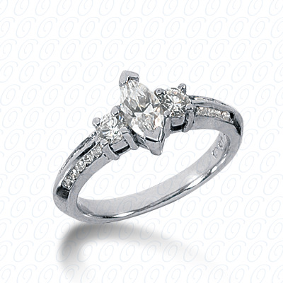14 Karat White Gold  Cut Diamond Unique Engagement Ring 