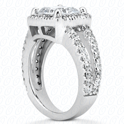 14 Karat White Gold Cushion Cut Diamond Unique Engagement Ring 