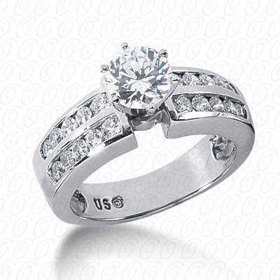 14 Karat White Gold  Cut Diamond Unique Engagement Ring 