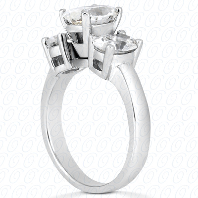 14 Karat White Gold  Cut Diamond Unique Engagement Ring 