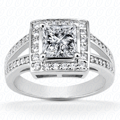 14 Karat White Gold  Cut Diamond Unique Engagement Ring 