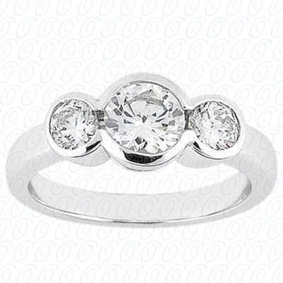 14KP Round  Cut Diamond Unique Engagement Ring 0.30 CT. Three Stones Style