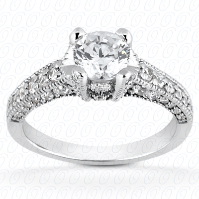 14 Karat White Gold  Cut Diamond Unique Engagement Ring 