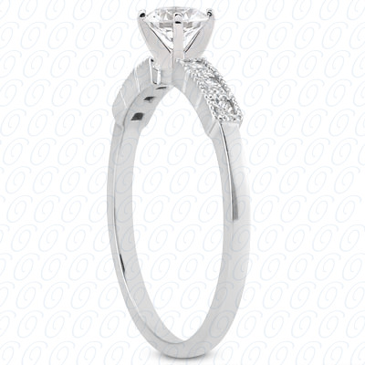 14 Karat White Gold  Cut Diamond Unique Engagement Ring 