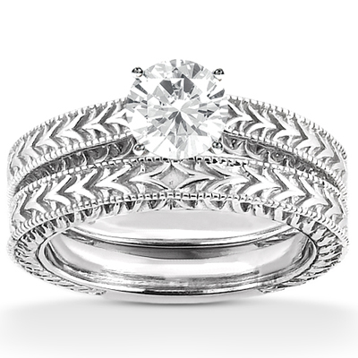 14 Karat White Gold  Cut Diamond Unique Engagement Ring 