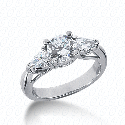 14KP Combination Cut Diamond Unique <br>Engagement Ring 0.54 CT. Three Stones Style