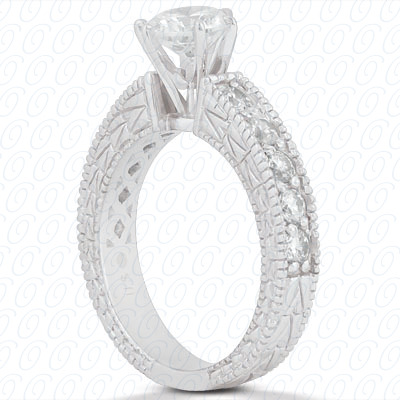 14 Karat White Gold  Cut Diamond Unique Engagement Ring 