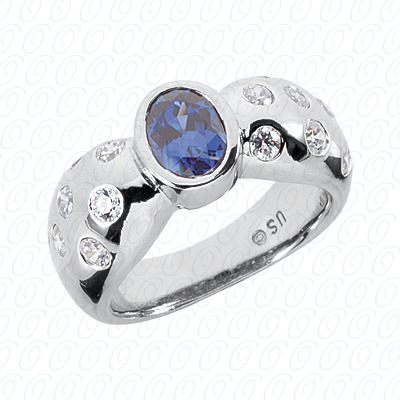 14 Karat White Gold  Cut Diamond Unique Engagement Ring 