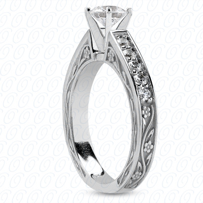 14 Karat White Gold  Cut Diamond Unique Engagement Ring 