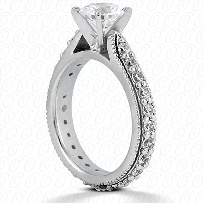 14 Karat White Gold  Cut Diamond Unique Engagement Ring 