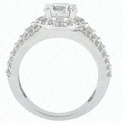 14 Karat White Gold  Cut Diamond Unique Engagement Ring 