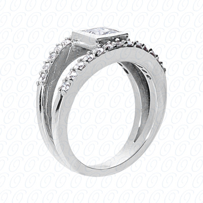 14 Karat White Gold  Cut Diamond Unique Engagement Ring 
