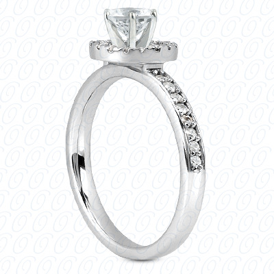 14 Karat White Gold  Cut Diamond Unique Engagement Ring 