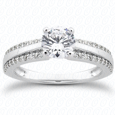 14 Karat White Gold  Cut Diamond Unique Engagement Ring 