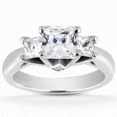 14KP Princess  Cut Diamond Unique Engagement Ring 0.66 CT. Three Stones Style