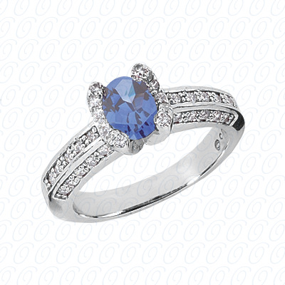 14 Karat White Gold  Cut Diamond Unique Engagement Ring 