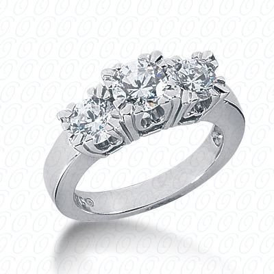 14KP Round  Cut Diamond Unique Engagement Ring 1.00 CT.
