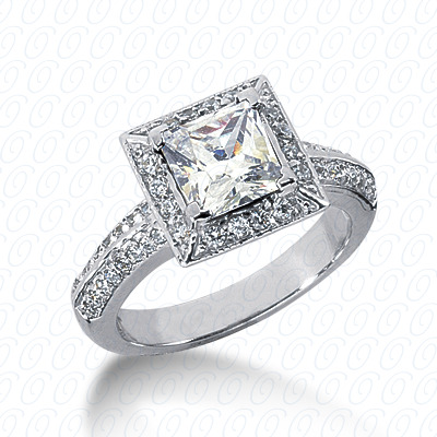 14 Karat White Gold  Cut Diamond Unique Engagement Ring 