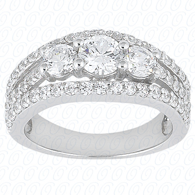 14KP Round  Cut Diamond Unique Engagement Ring 0.70 CT. Three Stones Style