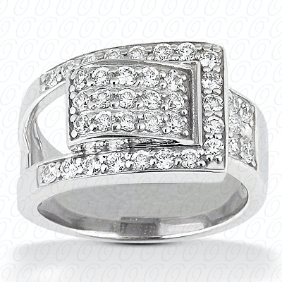 14 Karat White Gold  Cut Diamond Unique Engagement Ring 