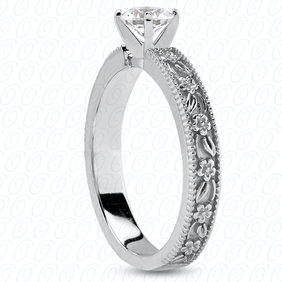 14 Karat White Gold  Cut Diamond Unique Engagement Ring 