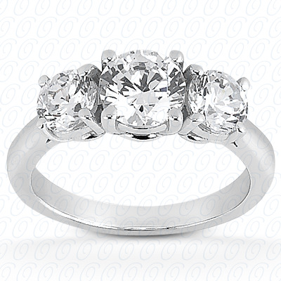 14KP Round  Cut Diamond Unique <br>Engagement Ring 0.00 CT. Three Stones Style