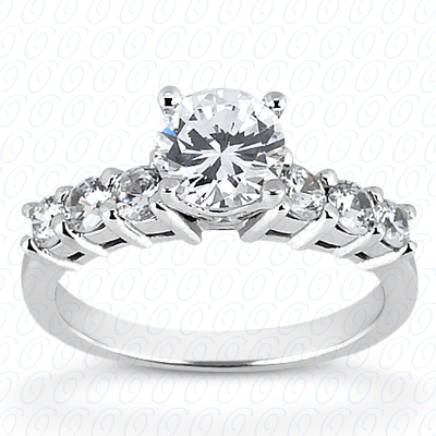 14 Karat White Gold  Cut Diamond Unique Engagement Ring 