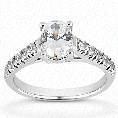 14 Karat White Gold  Cut Diamond Unique Engagement Ring 