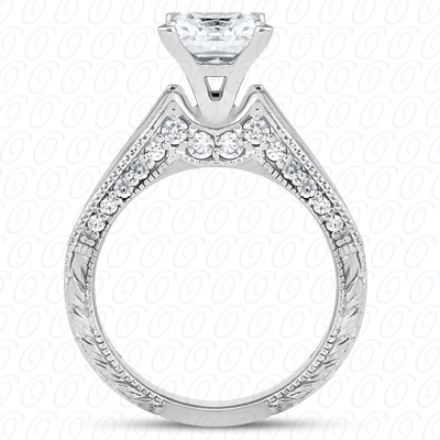 14 Karat White Gold  Cut Diamond Unique Engagement Ring 