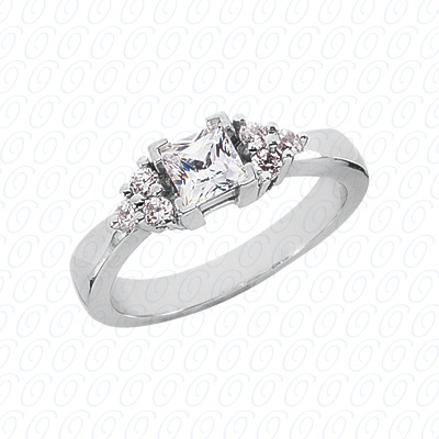14 Karat White Gold  Cut Diamond Unique Engagement Ring 