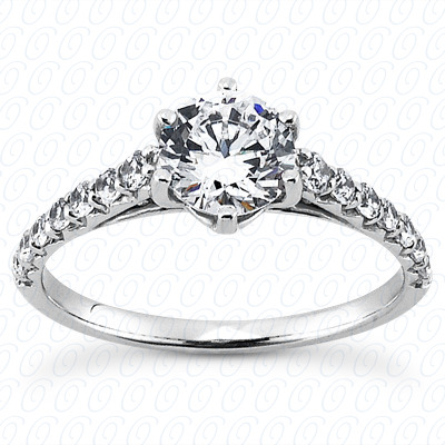 14 Karat White Gold  Cut Diamond Unique Engagement Ring 