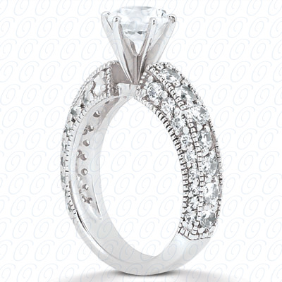 14 Karat White Gold  Cut Diamond Unique Engagement Ring 