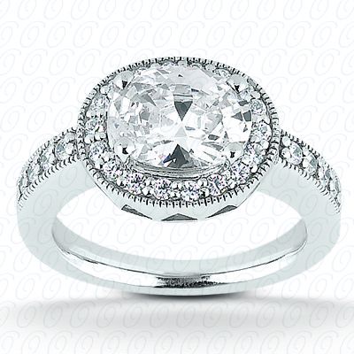 14 Karat White Gold  Cut Diamond Unique Engagement Ring 