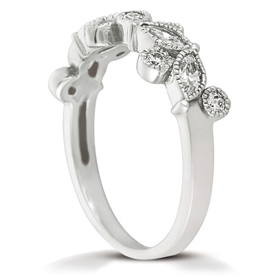 14 Karat White Gold  Cut Diamond Unique Engagement Ring 