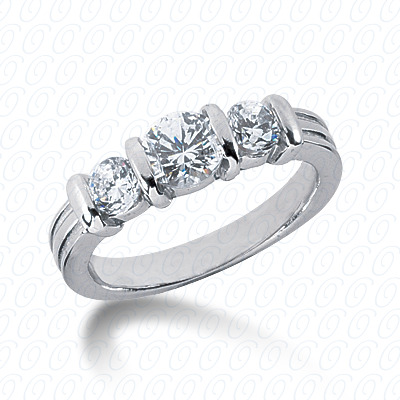 14KP Round  Cut Diamond Unique Engagement Ring 0.55 CT. Three Stones Style