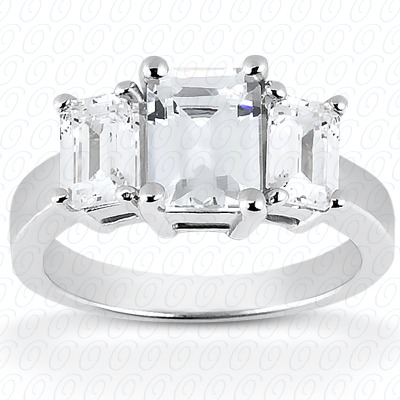 14KP Emerald  Cut Diamond Unique Engagement Ring 0.66 CT.