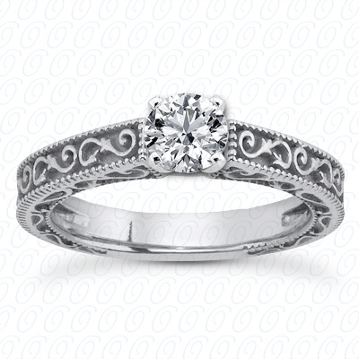 14 Karat White Gold  Cut Diamond Unique Engagement Ring 