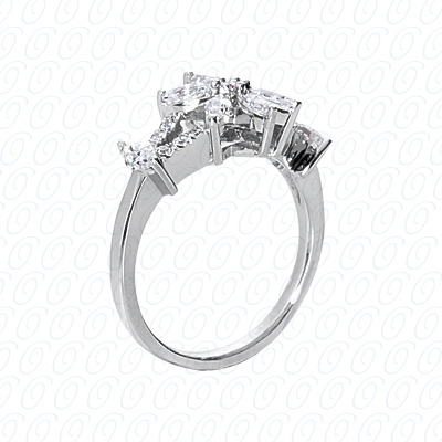 14 Karat White Gold  Cut Diamond Unique Engagement Ring 