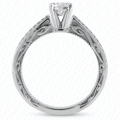 14 Karat White Gold  Cut Diamond Unique Engagement Ring 
