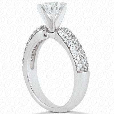 14 Karat White Gold  Cut Diamond Unique Engagement Ring 