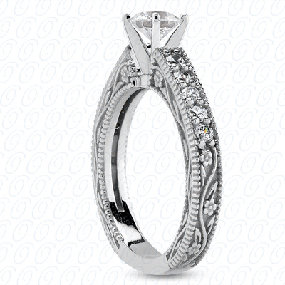 14 Karat White Gold  Cut Diamond Unique Engagement Ring 