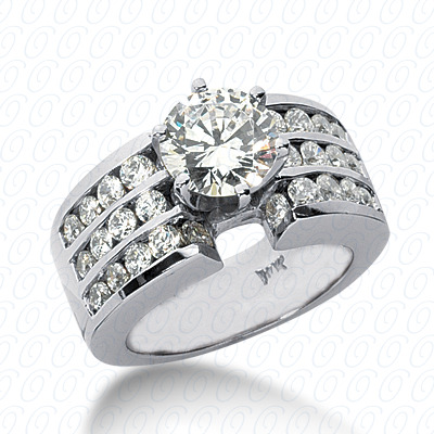 14 Karat White Gold  Cut Diamond Unique Engagement Ring 