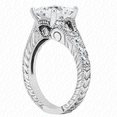 14 Karat White Gold  Cut Diamond Unique Engagement Ring 